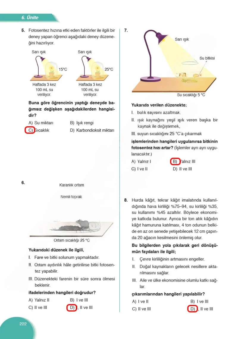 8. Sınıf Fen Bilimleri Ders Kitabı Cevapları Ata Yayınları Sayfa 222 Çözüm Görseli