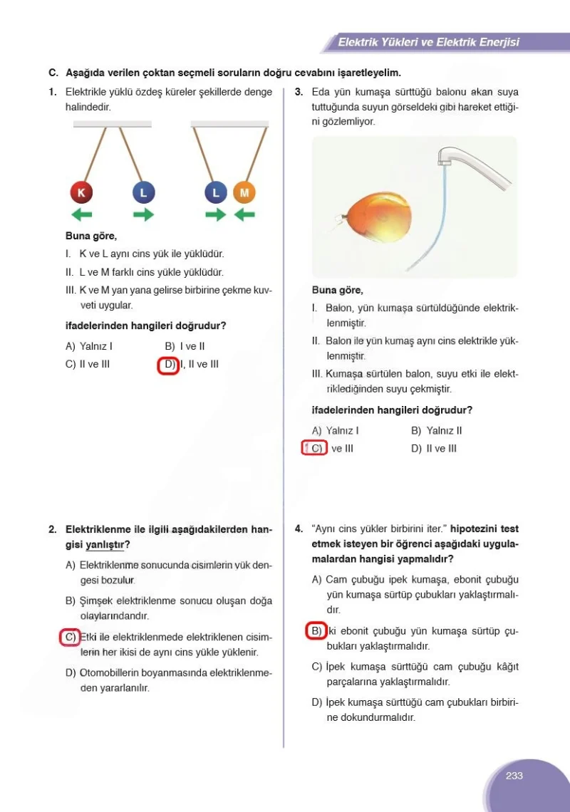 8. Sınıf Fen Bilimleri Ders Kitabı Cevapları Ata Yayınları Sayfa 233 Çözüm Görseli