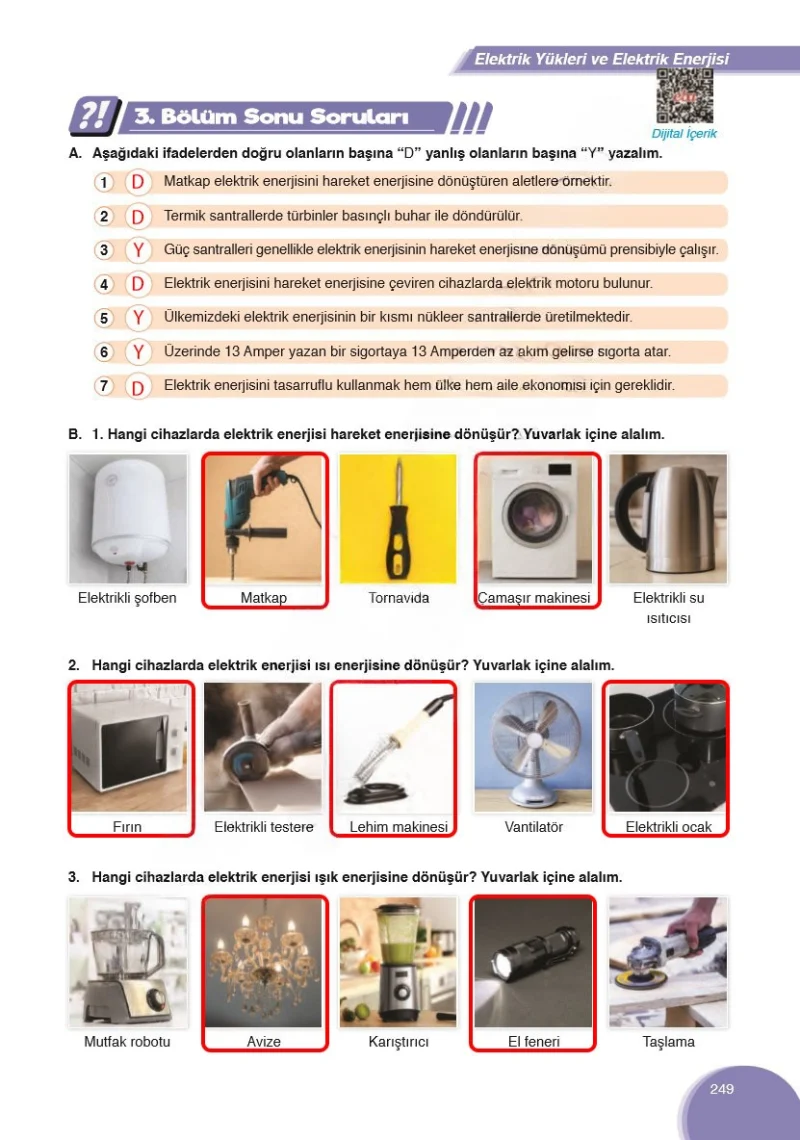 8. Sınıf Fen Bilimleri Ders Kitabı Cevapları Ata Yayınları Sayfa 249 Çözüm Görseli