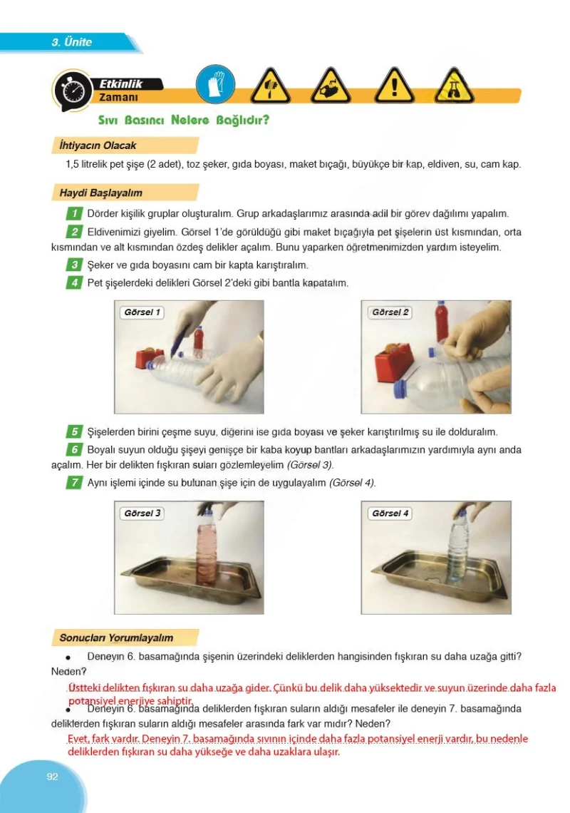 8. Sınıf Fen Bilimleri Ders Kitabı Cevapları Ata Yayınları Sayfa 92 Çözüm Görseli