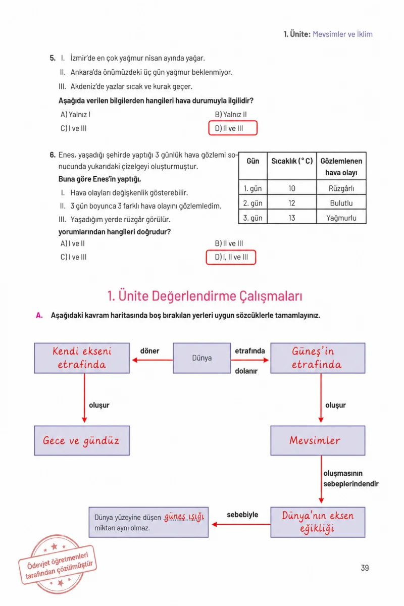 8. Sınıf Fen Bilimleri Ders Kitabı Cevapları Hecce Yayınları Sayfa 39 Çözüm Görseli