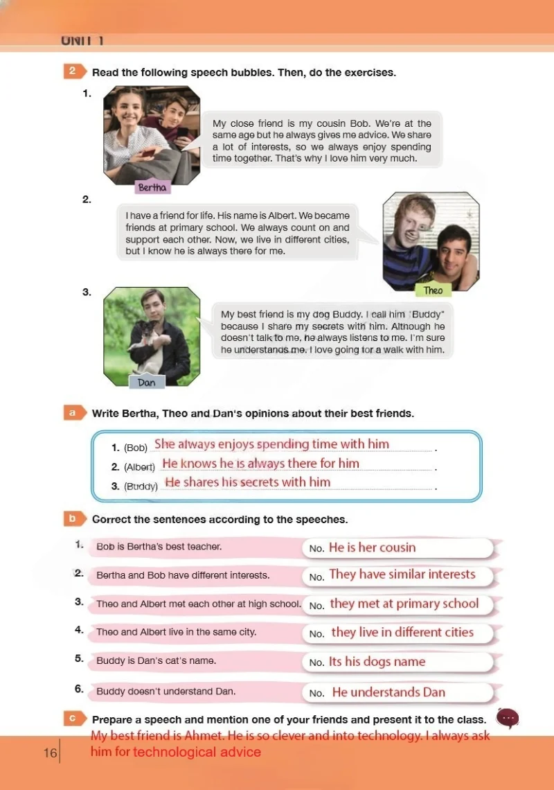 8. Sınıf İngilizce Ders Kitabı Cevapları Bilim ve Kültür Yayınları Sayfa 16 Çözüm Görseli