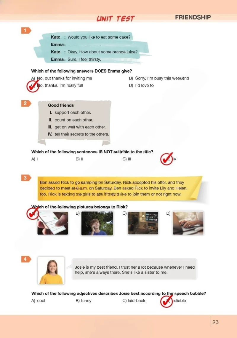 8. Sınıf İngilizce Ders Kitabı Cevapları Bilim ve Kültür Yayınları Sayfa 23 Çözüm Görseli
