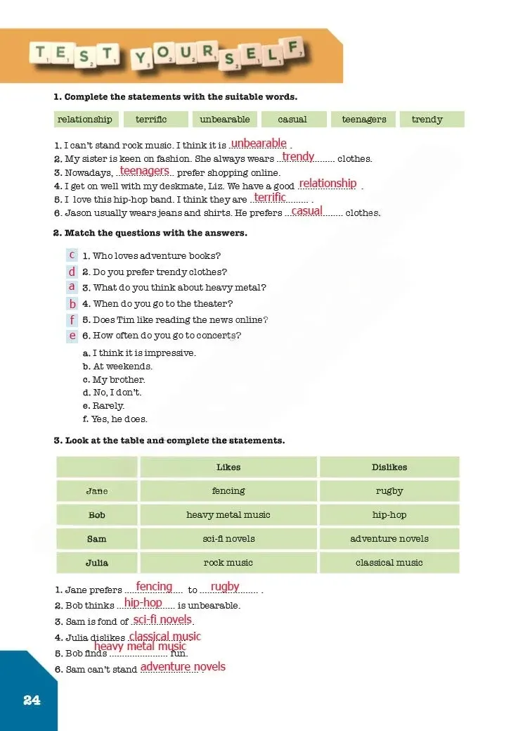 8. Sınıf İngilizce Ders Kitabı Cevapları Meb Yayınları Çalışma Kitabı Sayfa 24 Çözüm Görseli