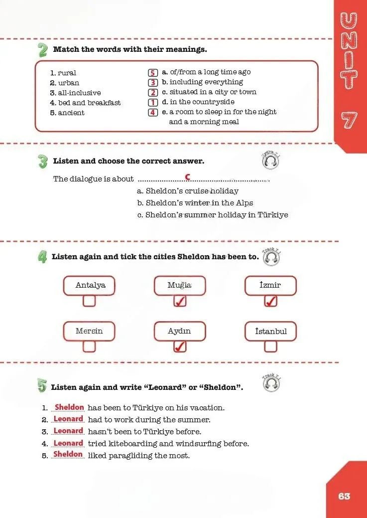 8. Sınıf İngilizce Ders Kitabı Cevapları Meb Yayınları Çalışma Kitabı Sayfa 63 Çözüm Görseli