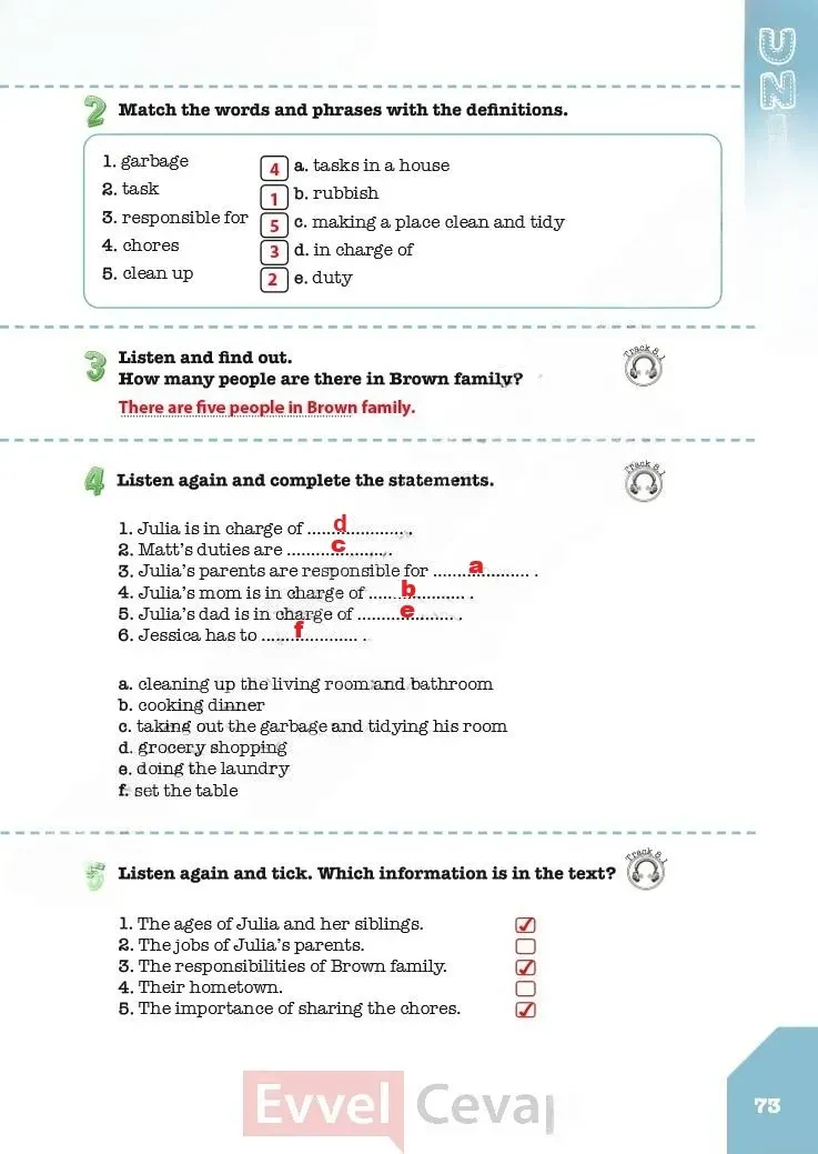 8. Sınıf İngilizce Ders Kitabı Cevapları Meb Yayınları Çalışma Kitabı Sayfa 73 Çözüm Görseli