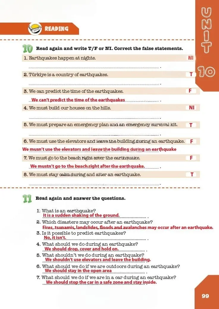 8. Sınıf İngilizce Ders Kitabı Cevapları Meb Yayınları Çalışma Kitabı Sayfa 99 Çözüm Görseli