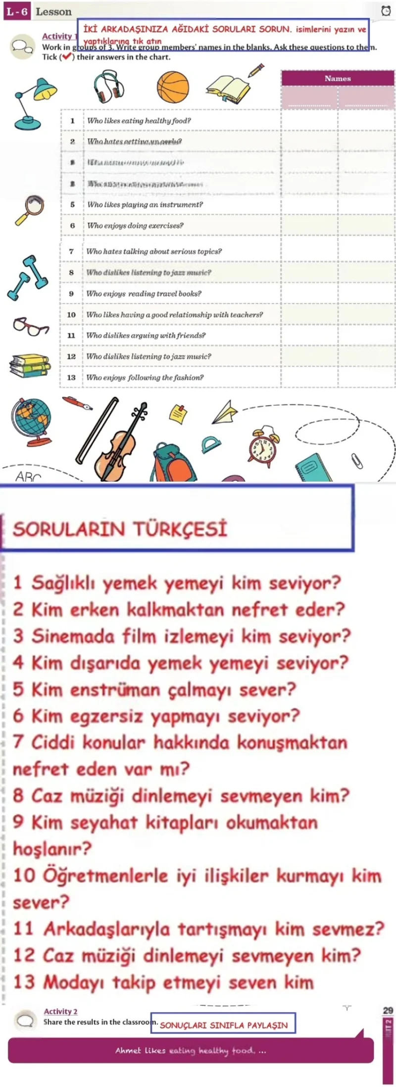 8. Sınıf İngilizce Ders Kitabı Cevapları Meb Yayınları Sayfa 29 Çözüm Görseli