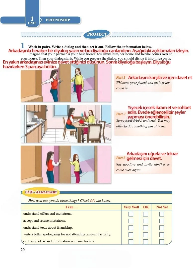 8. Sınıf İngilizce Ders Kitabı Cevapları Tutku Yayınları Sayfa 20 Çözüm Görseli