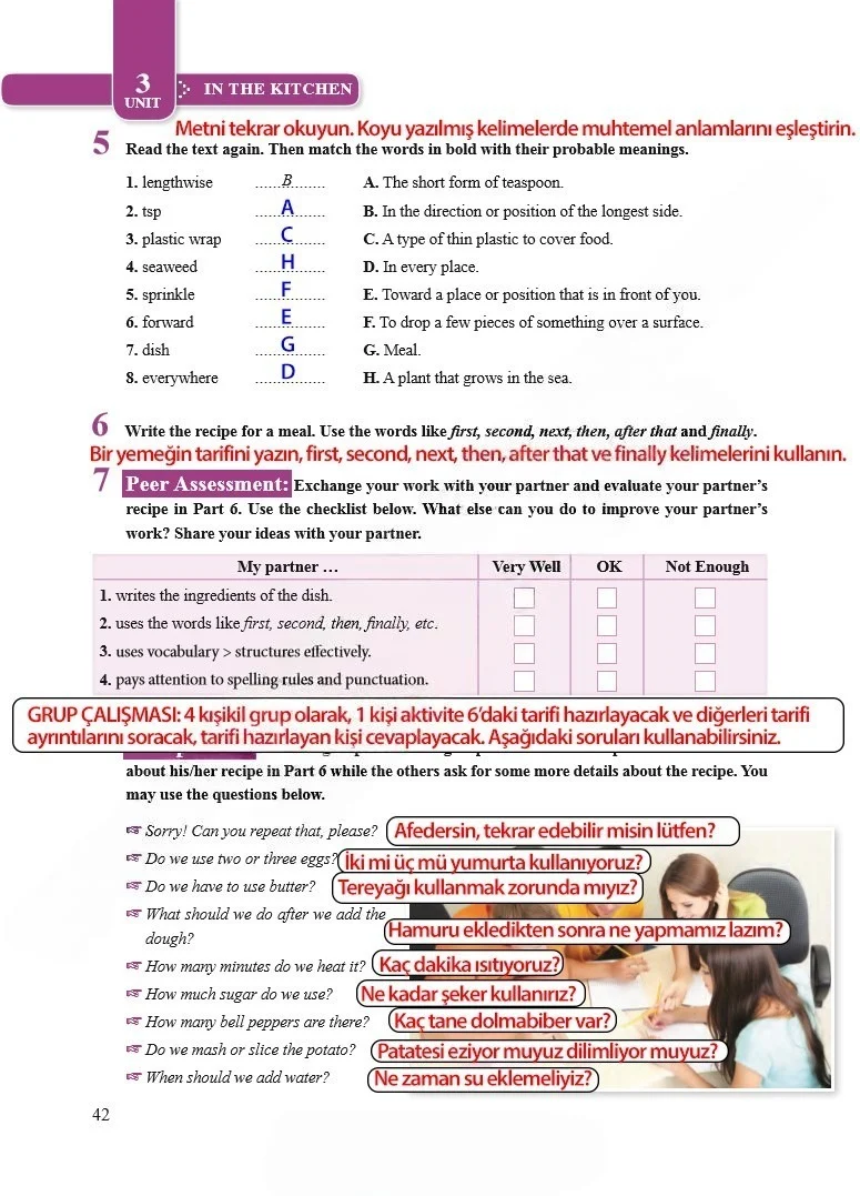 8. Sınıf İngilizce Ders Kitabı Cevapları Tutku Yayınları Sayfa 42 Çözüm Görseli