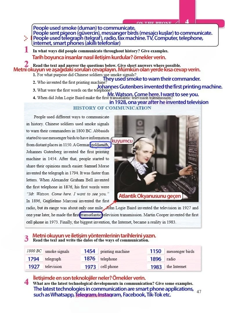 8. Sınıf İngilizce Ders Kitabı Cevapları Tutku Yayınları Sayfa 47 Çözüm Görseli