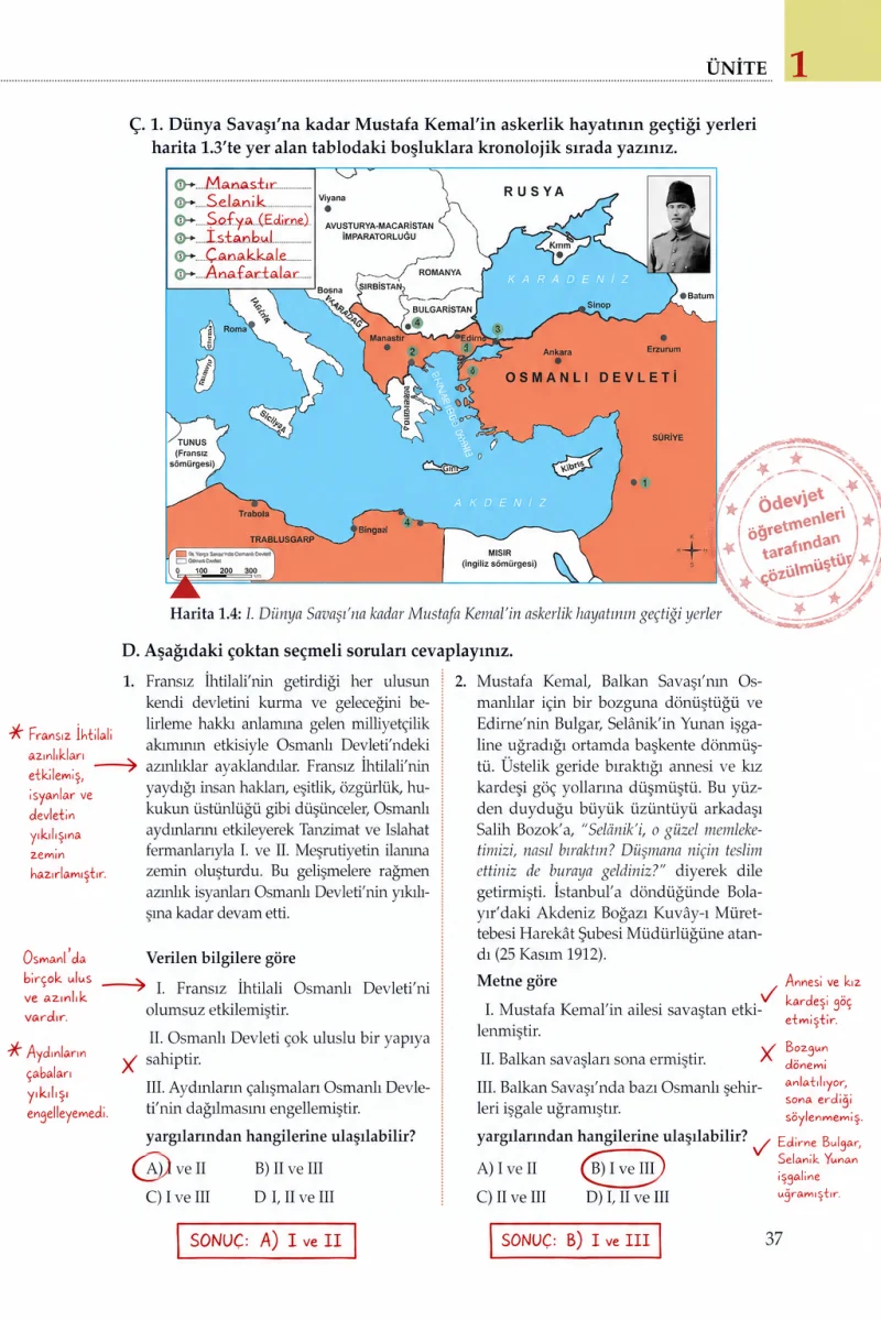 8. Sınıf İnkılap Tarihi Ders Kitabı Cevapları Meb Yayınları Sayfa 37 Çözüm Görseli