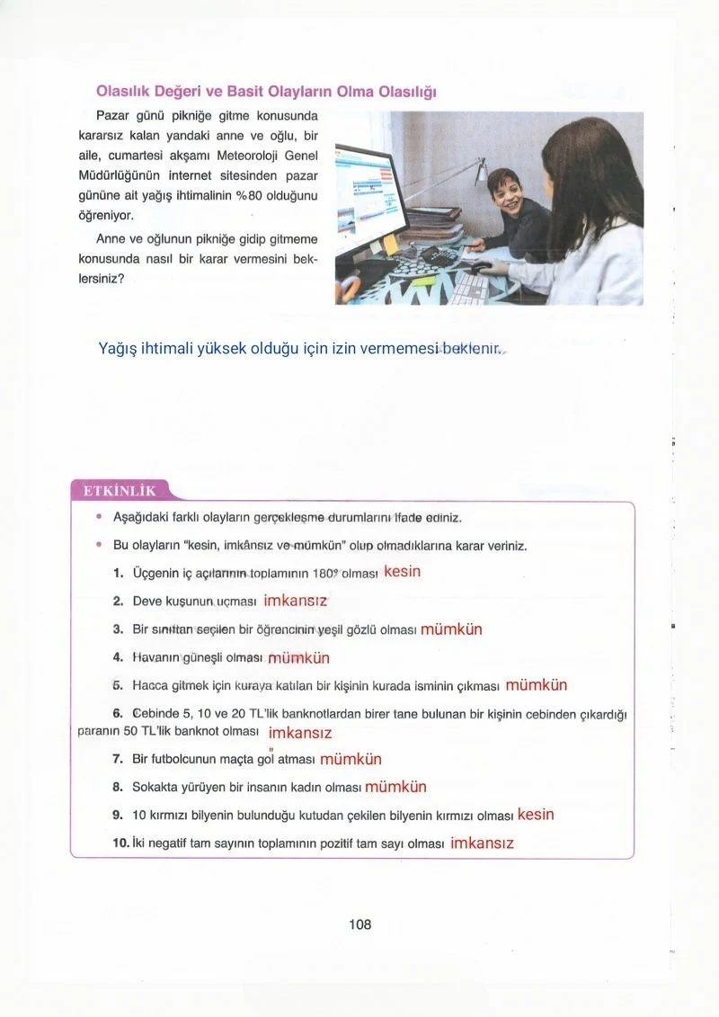 8. Sınıf Matematik Ders Kitabı Cevapları Ada Yayınları Sayfa 108 Çözüm Görseli