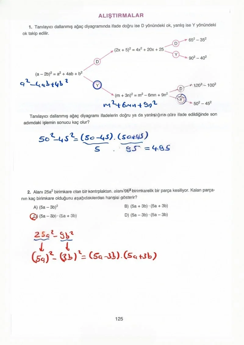 8. Sınıf Matematik Ders Kitabı Cevapları Ada Yayınları Sayfa 125 Çözüm Görseli
