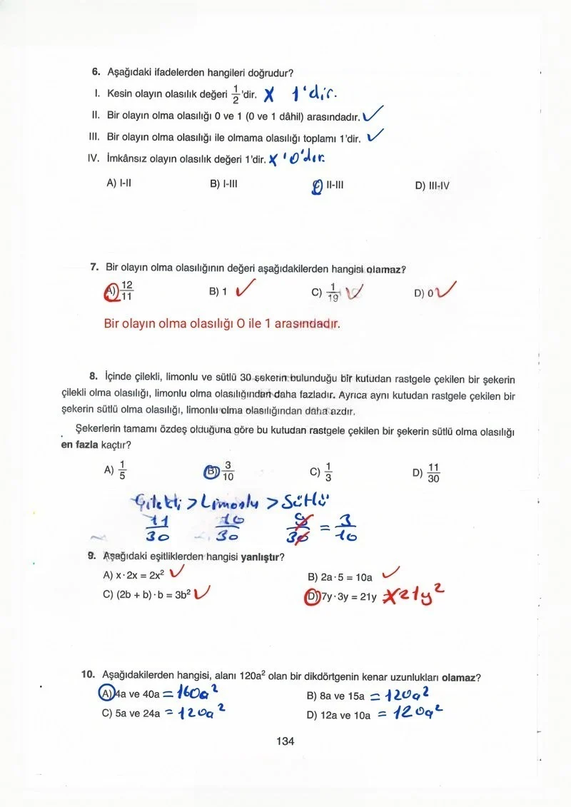 8. Sınıf Matematik Ders Kitabı Cevapları Ada Yayınları Sayfa 134 Çözüm Görseli