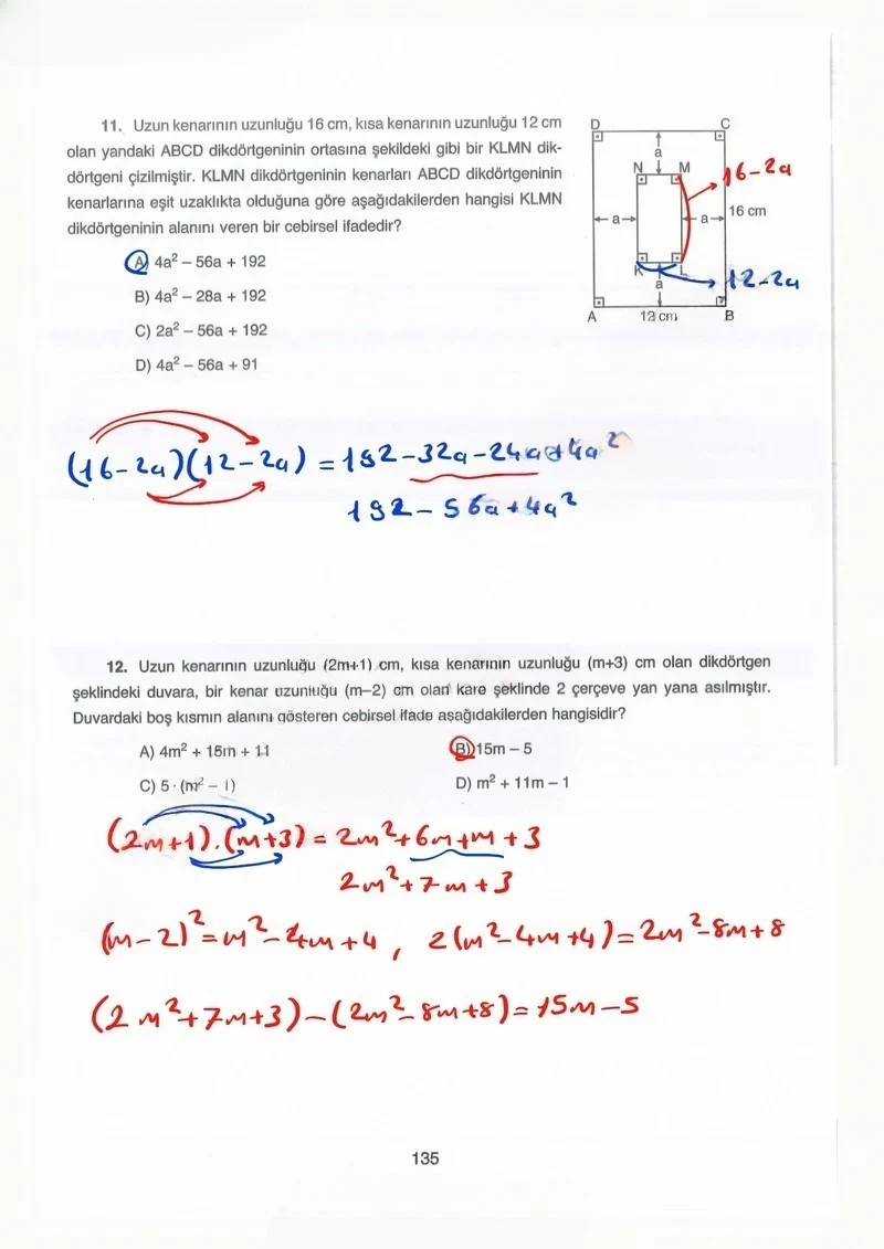 8. Sınıf Matematik Ders Kitabı Cevapları Ada Yayınları Sayfa 135 Çözüm Görseli