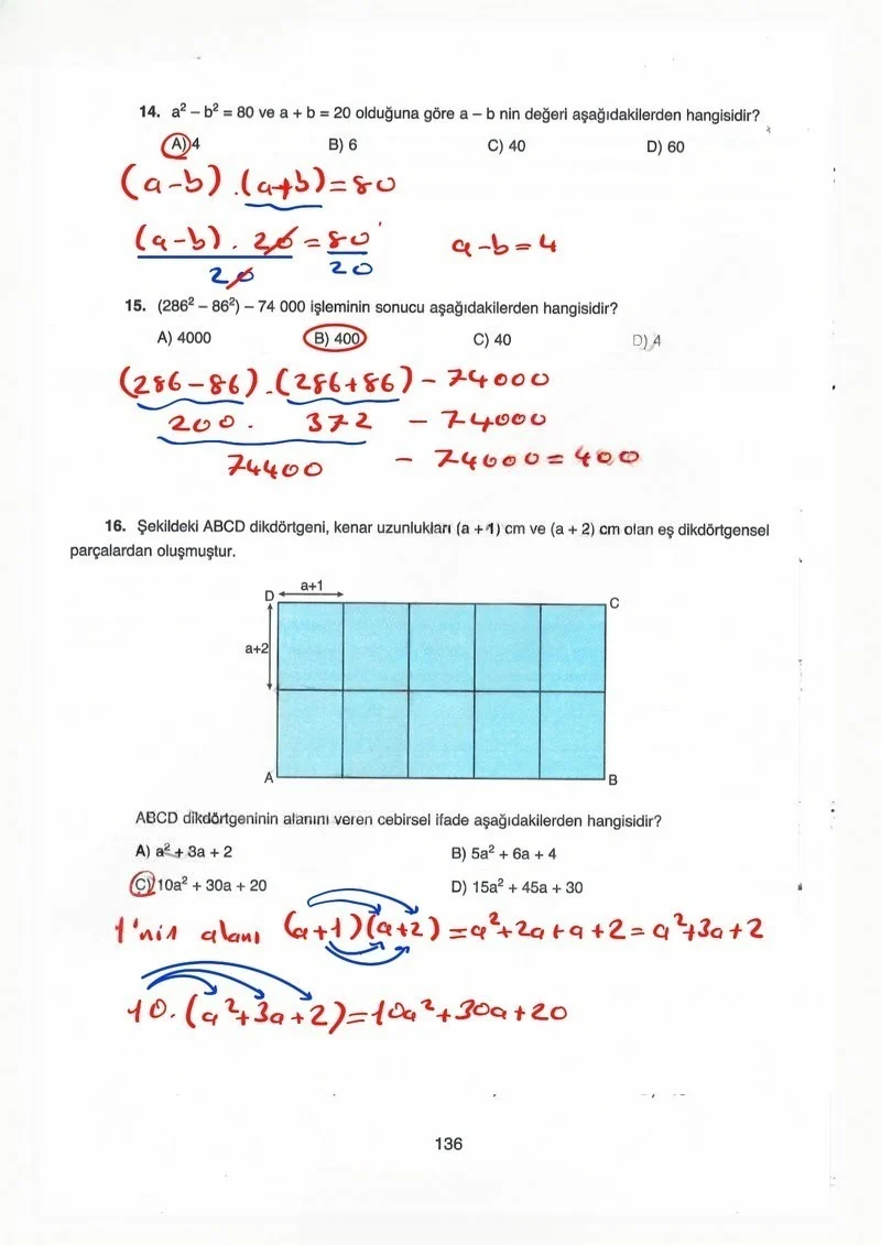 8. Sınıf Matematik Ders Kitabı Cevapları Ada Yayınları Sayfa 136 Çözüm Görseli