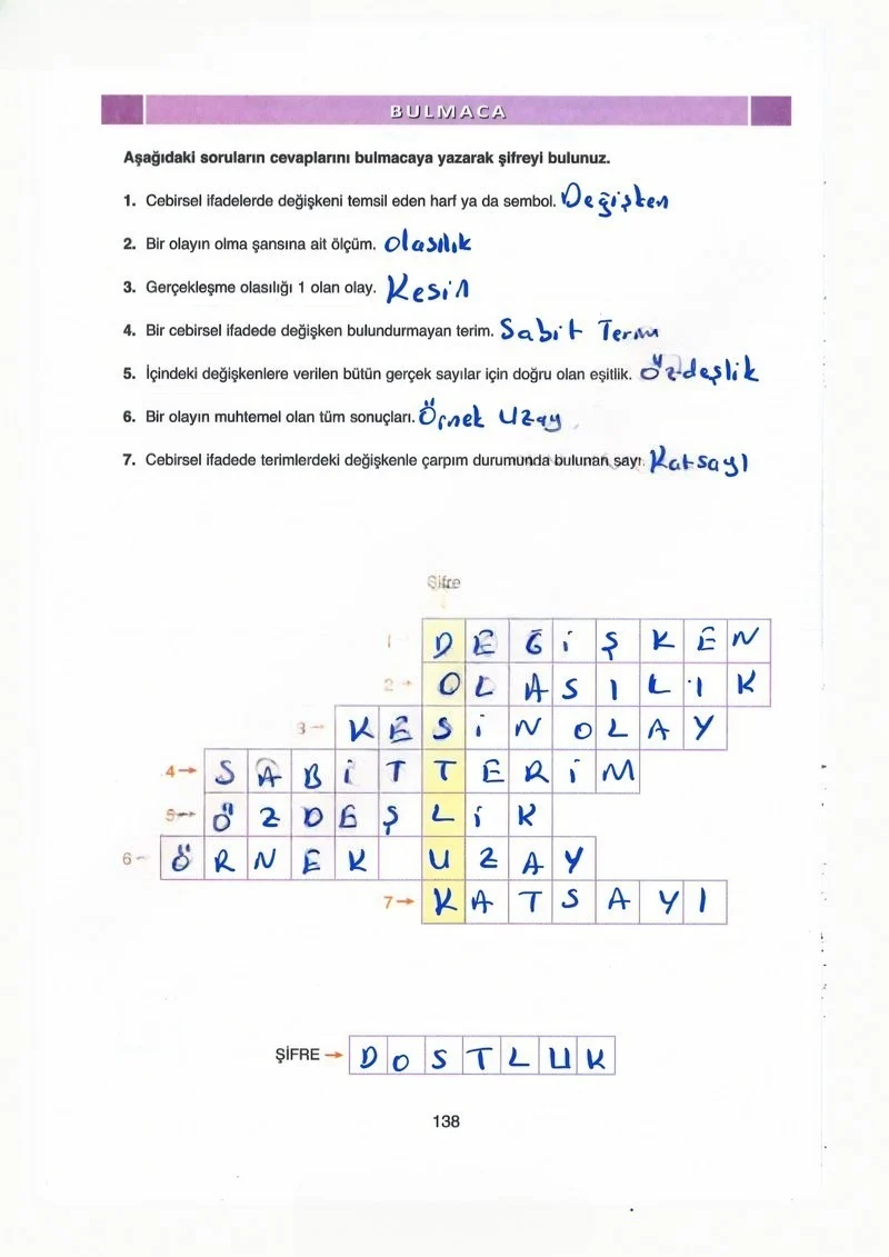 8. Sınıf Matematik Ders Kitabı Cevapları Ada Yayınları Sayfa 138 Çözüm Görseli