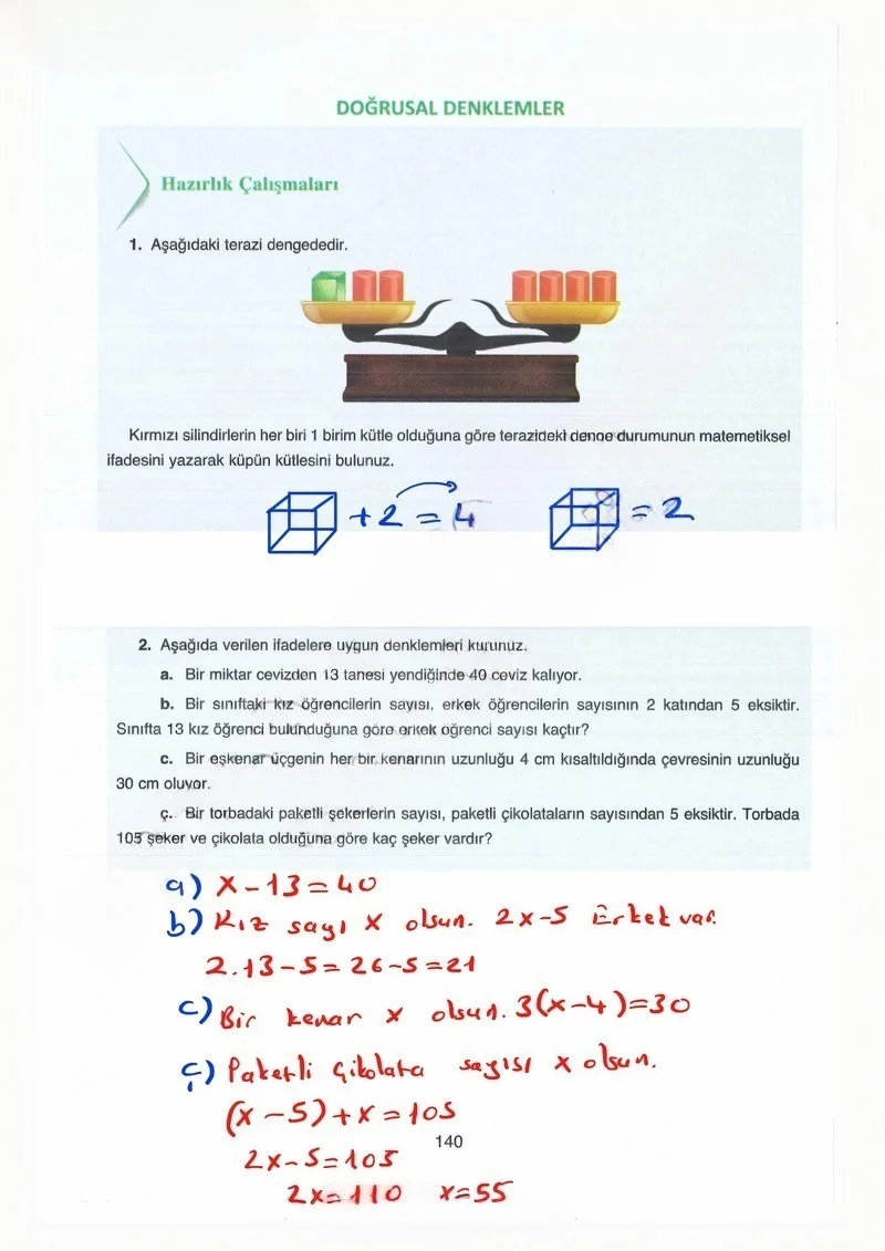 8. Sınıf Matematik Ders Kitabı Cevapları Ada Yayınları Sayfa 140 Çözüm Görseli