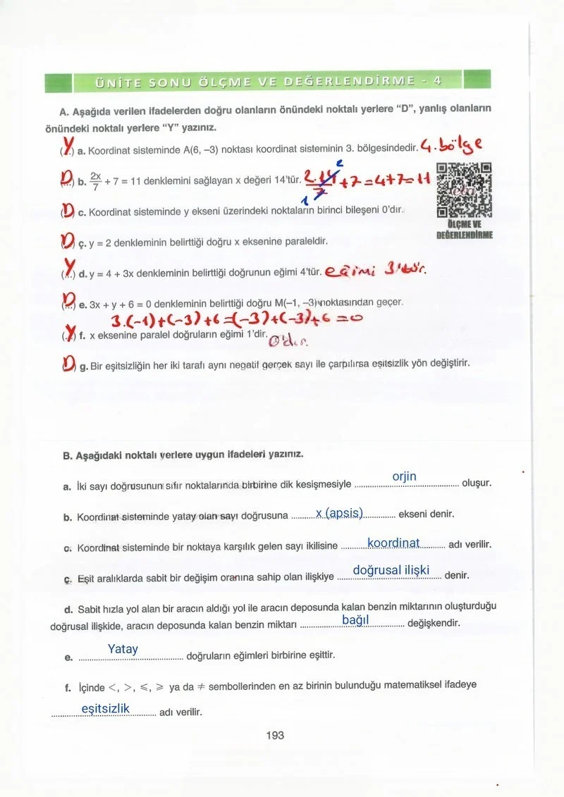 8. Sınıf Matematik Ders Kitabı Cevapları Ada Yayınları Sayfa 193 Çözüm Görseli