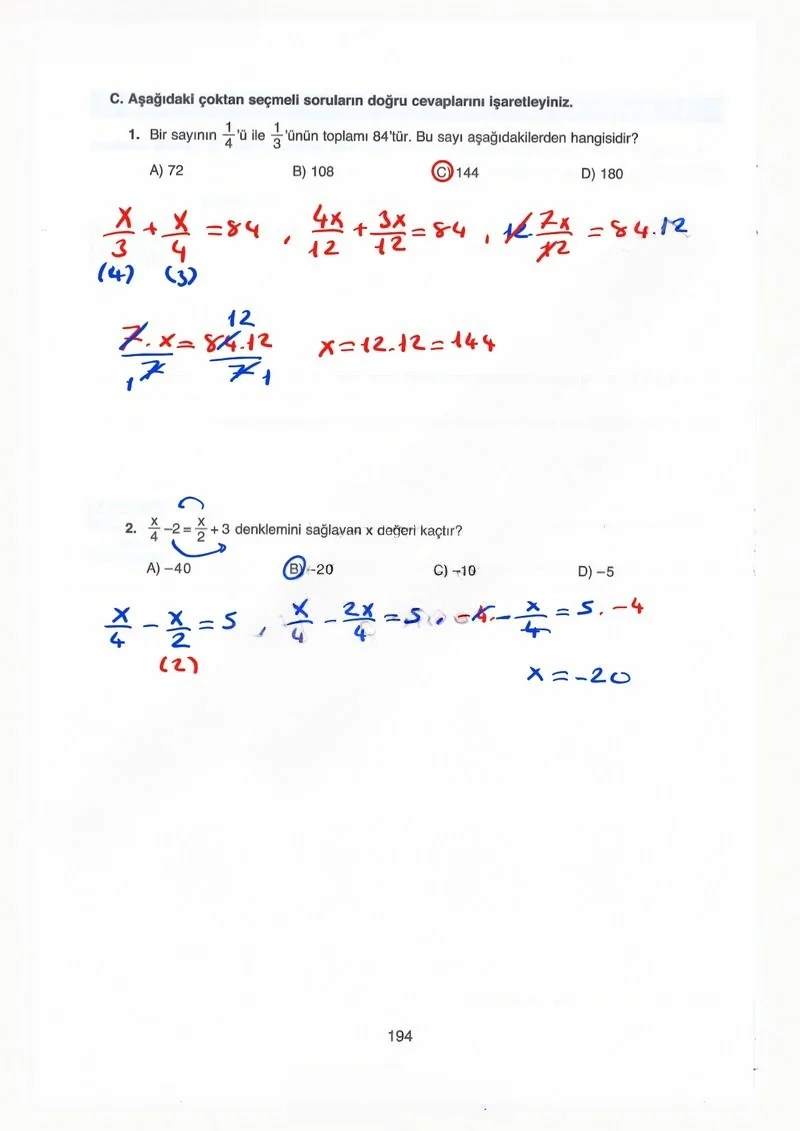 8. Sınıf Matematik Ders Kitabı Cevapları Ada Yayınları Sayfa 194 Çözüm Görseli