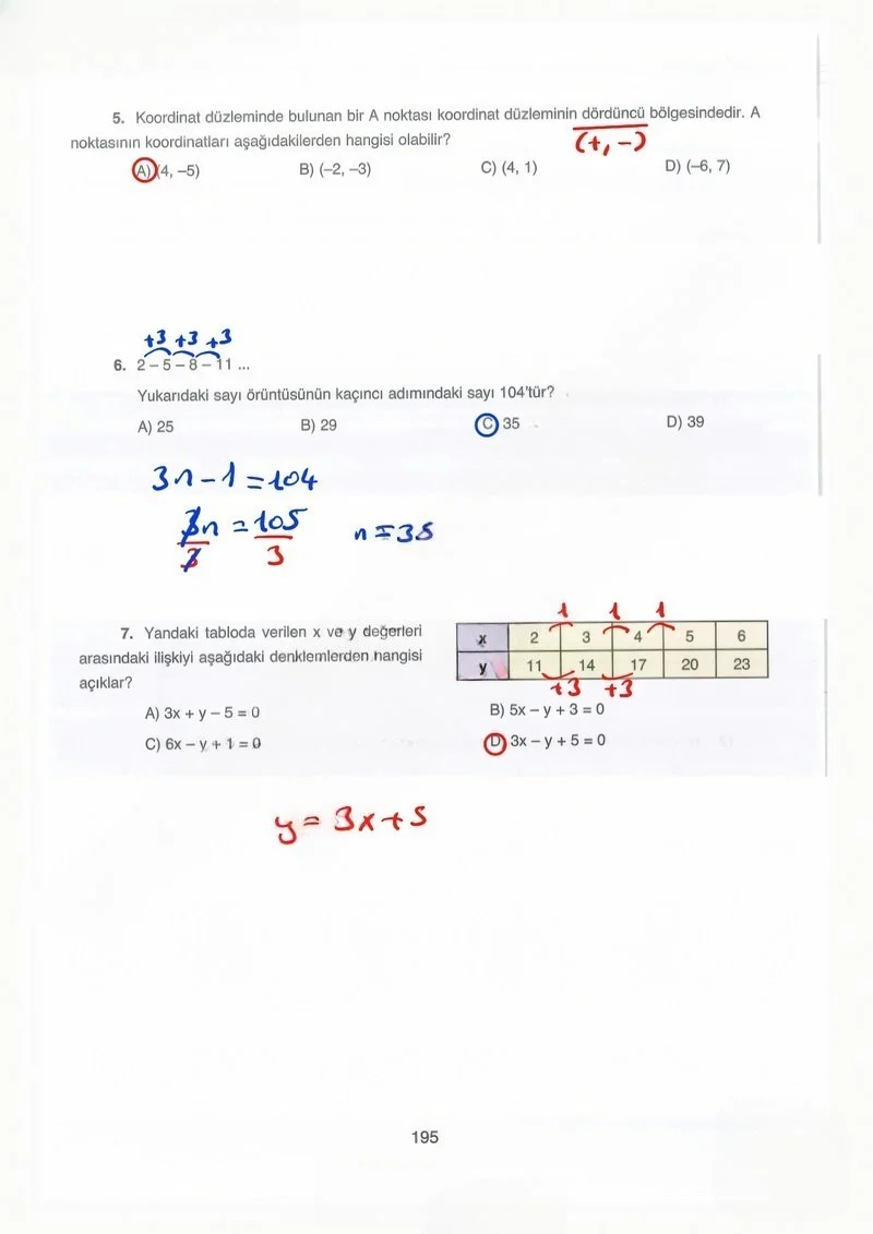 8. Sınıf Matematik Ders Kitabı Cevapları Ada Yayınları Sayfa 195 Çözüm Görseli