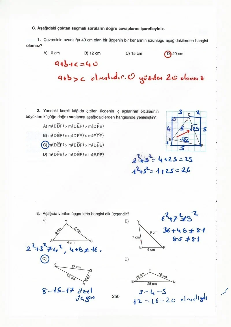 8. Sınıf Matematik Ders Kitabı Cevapları Ada Yayınları Sayfa 250 Çözüm Görseli