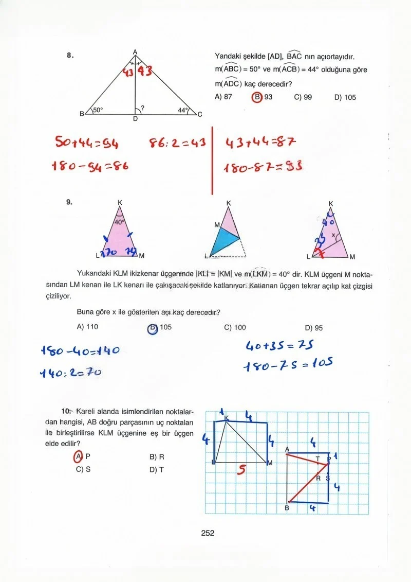 8. Sınıf Matematik Ders Kitabı Cevapları Ada Yayınları Sayfa 252 Çözüm Görseli