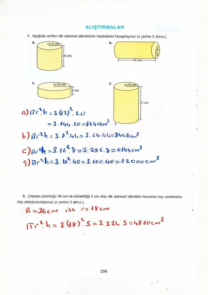8. Sınıf Matematik Ders Kitabı Cevapları Ada Yayınları Sayfa 296 Çözüm Görseli