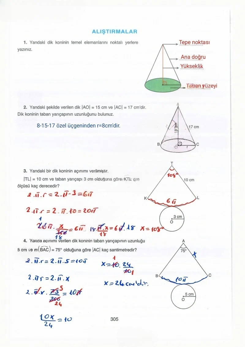 8. Sınıf Matematik Ders Kitabı Cevapları Ada Yayınları Sayfa 305 Çözüm Görseli
