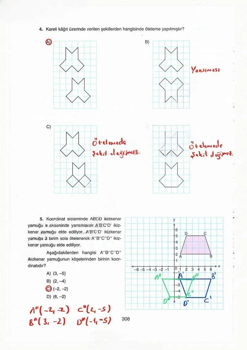 8. Sınıf Matematik Ders Kitabı Cevapları Ada Yayınları Sayfa 308 Çözüm Görseli