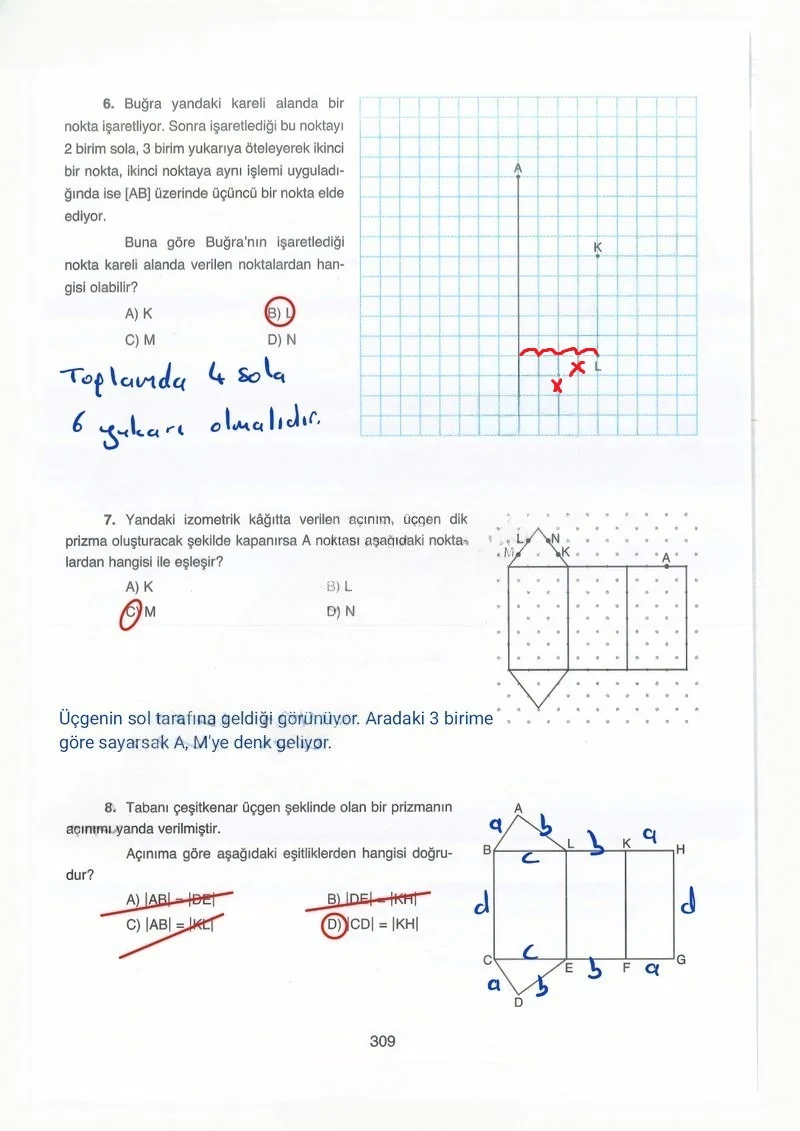 8. Sınıf Matematik Ders Kitabı Cevapları Ada Yayınları Sayfa 309 Çözüm Görseli