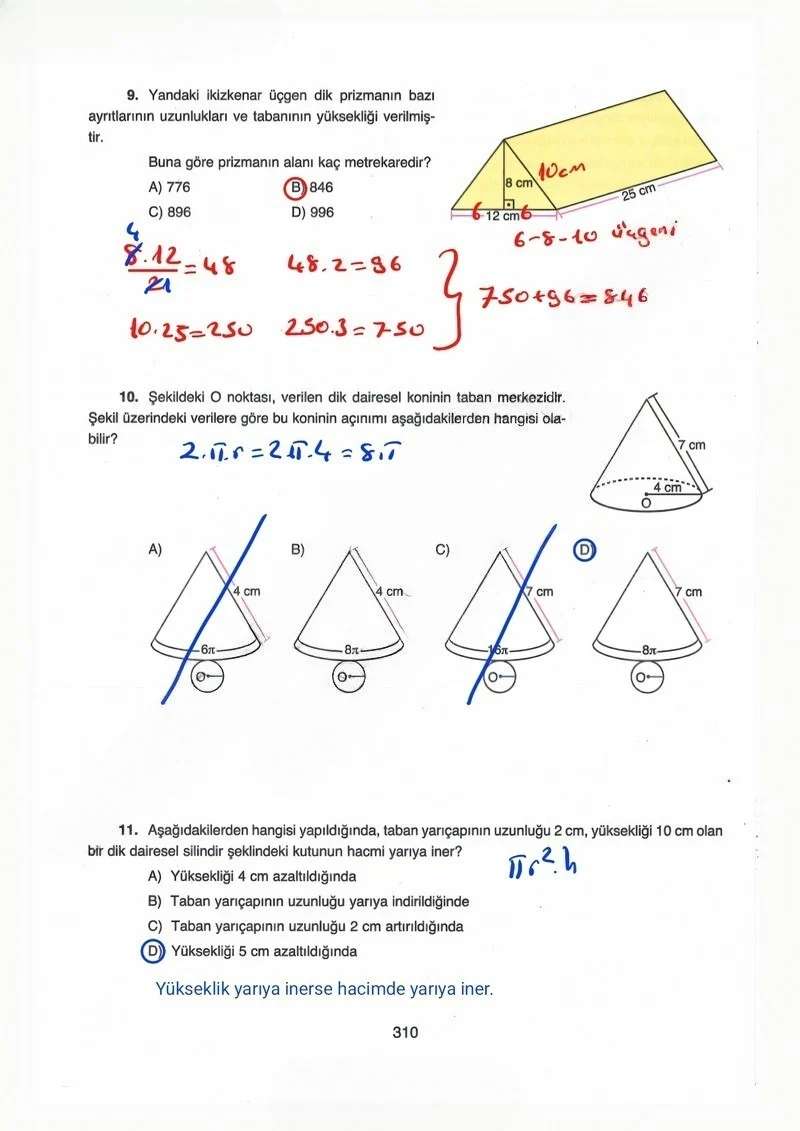 8. Sınıf Matematik Ders Kitabı Cevapları Ada Yayınları Sayfa 310 Çözüm Görseli