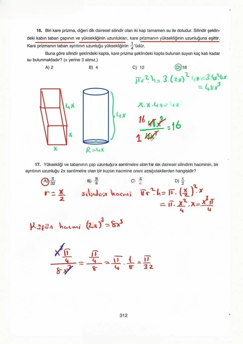 8. Sınıf Matematik Ders Kitabı Cevapları Ada Yayınları Sayfa 312 Çözüm Görseli