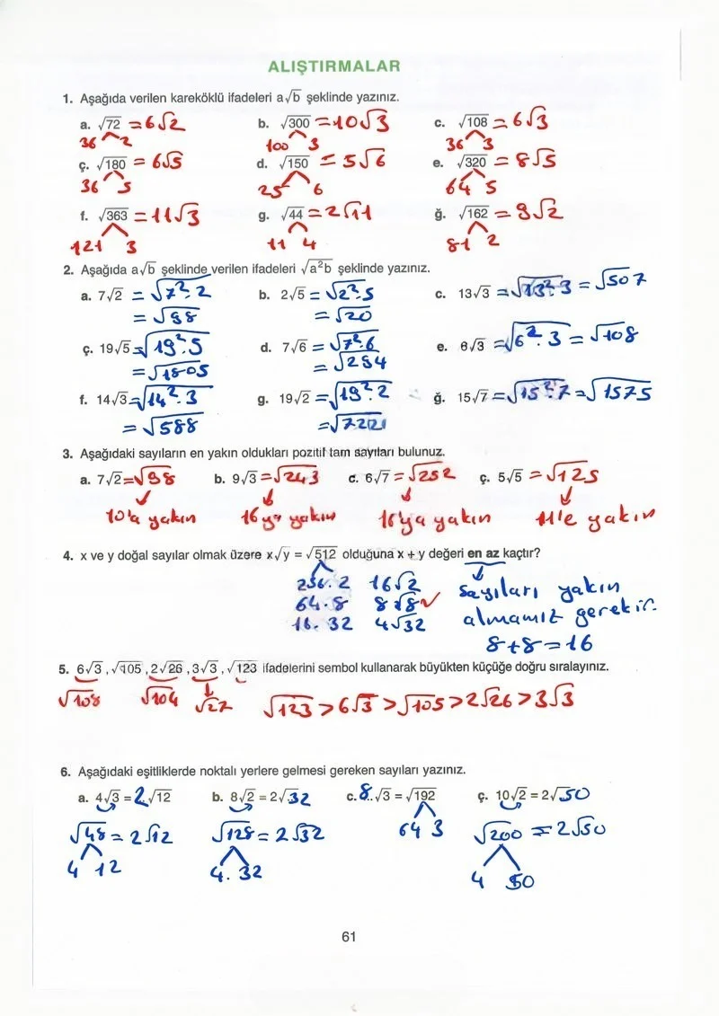 8. Sınıf Matematik Ders Kitabı Cevapları Ada Yayınları Sayfa 61 Çözüm Görseli