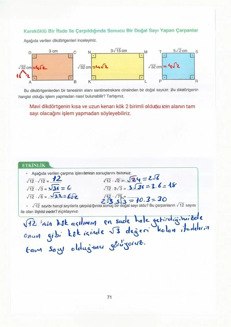 8. Sınıf Matematik Ders Kitabı Cevapları Ada Yayınları Sayfa 71 Çözüm Görseli