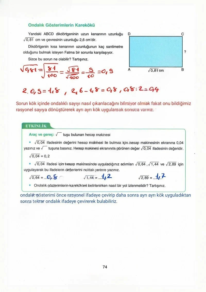 8. Sınıf Matematik Ders Kitabı Cevapları Ada Yayınları Sayfa 74 Çözüm Görseli