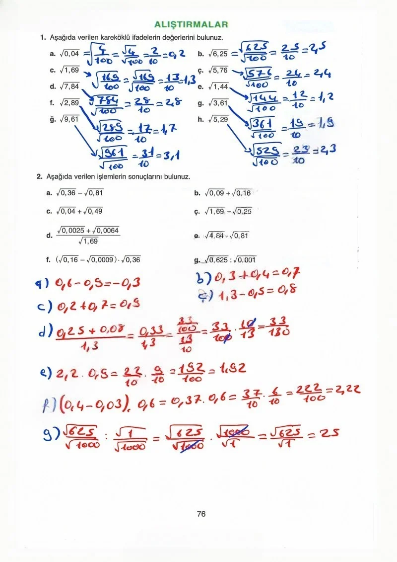 8. Sınıf Matematik Ders Kitabı Cevapları Ada Yayınları Sayfa 76 Çözüm Görseli