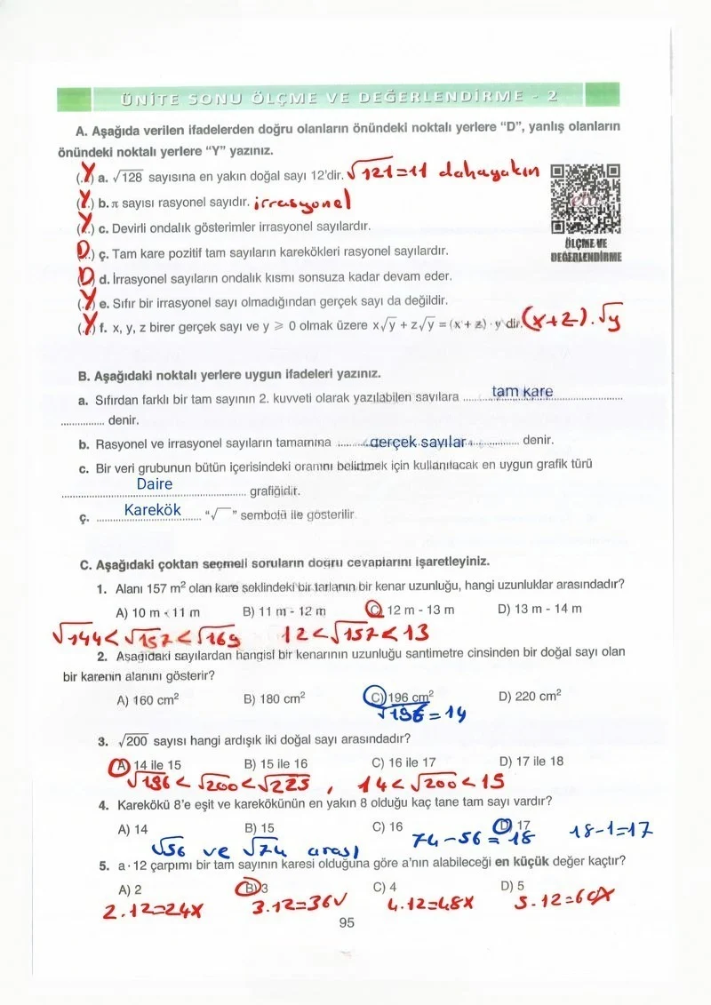 8. Sınıf Matematik Ders Kitabı Cevapları Ada Yayınları Sayfa 95 Çözüm Görseli