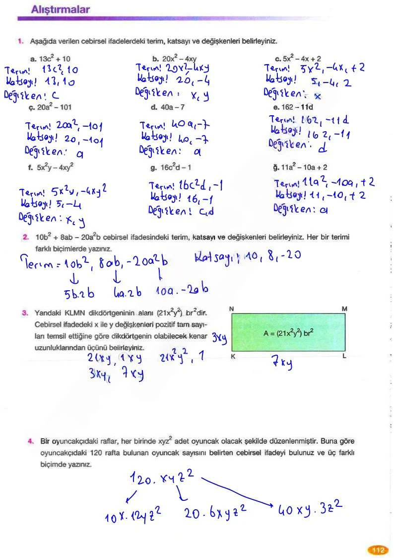 8. Sınıf Matematik Ders Kitabı Cevapları Berkay Yayınları Sayfa 112 Çözüm Görseli
