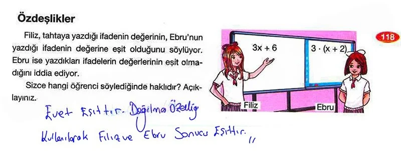 8. Sınıf Matematik Ders Kitabı Cevapları Berkay Yayınları Sayfa 118 Çözüm Görseli