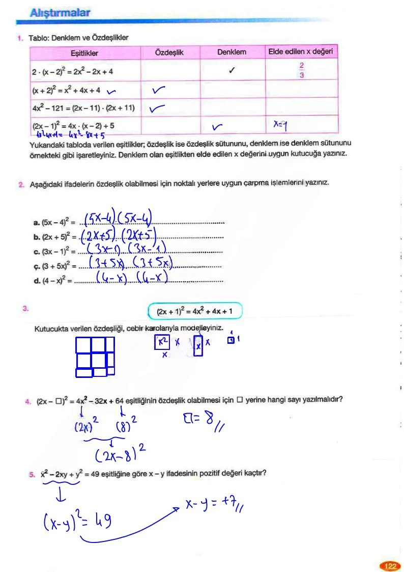 8. Sınıf Matematik Ders Kitabı Cevapları Berkay Yayınları Sayfa 122 Çözüm Görseli