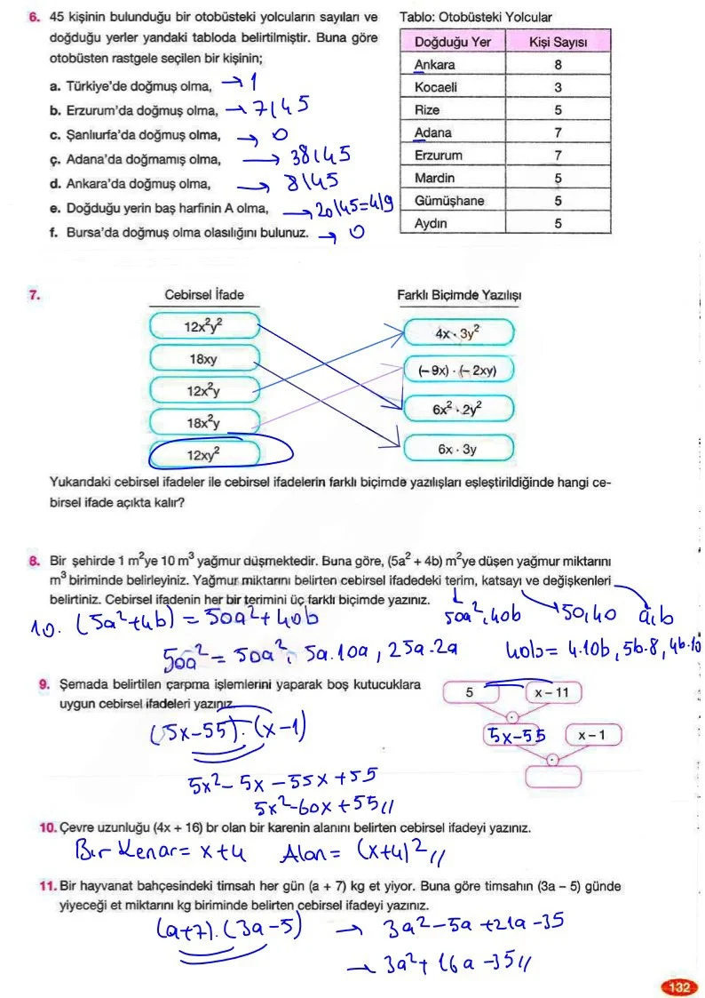 8. Sınıf Matematik Ders Kitabı Cevapları Berkay Yayınları Sayfa 132 Çözüm Görseli