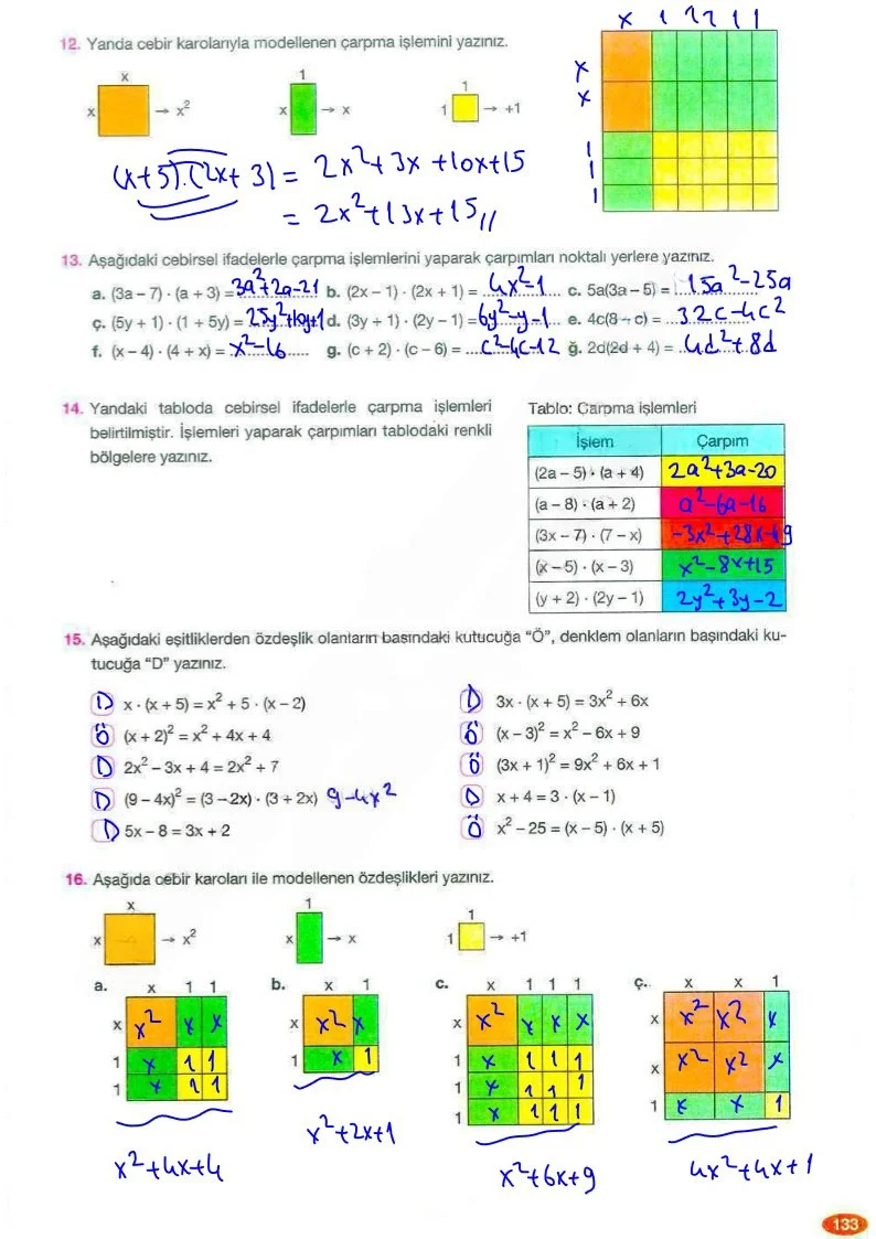 8. Sınıf Matematik Ders Kitabı Cevapları Berkay Yayınları Sayfa 133 Çözüm Görseli