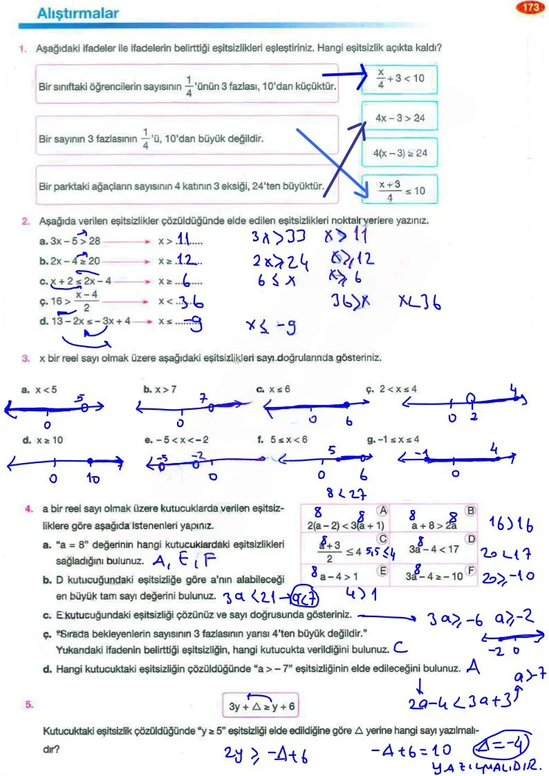 8. Sınıf Matematik Ders Kitabı Cevapları Berkay Yayınları Sayfa 173 Çözüm Görseli