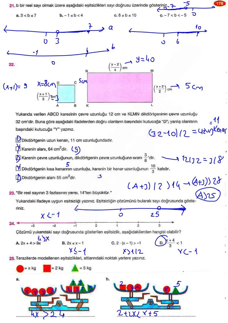 8. Sınıf Matematik Ders Kitabı Cevapları Berkay Yayınları Sayfa 178 Çözüm Görseli