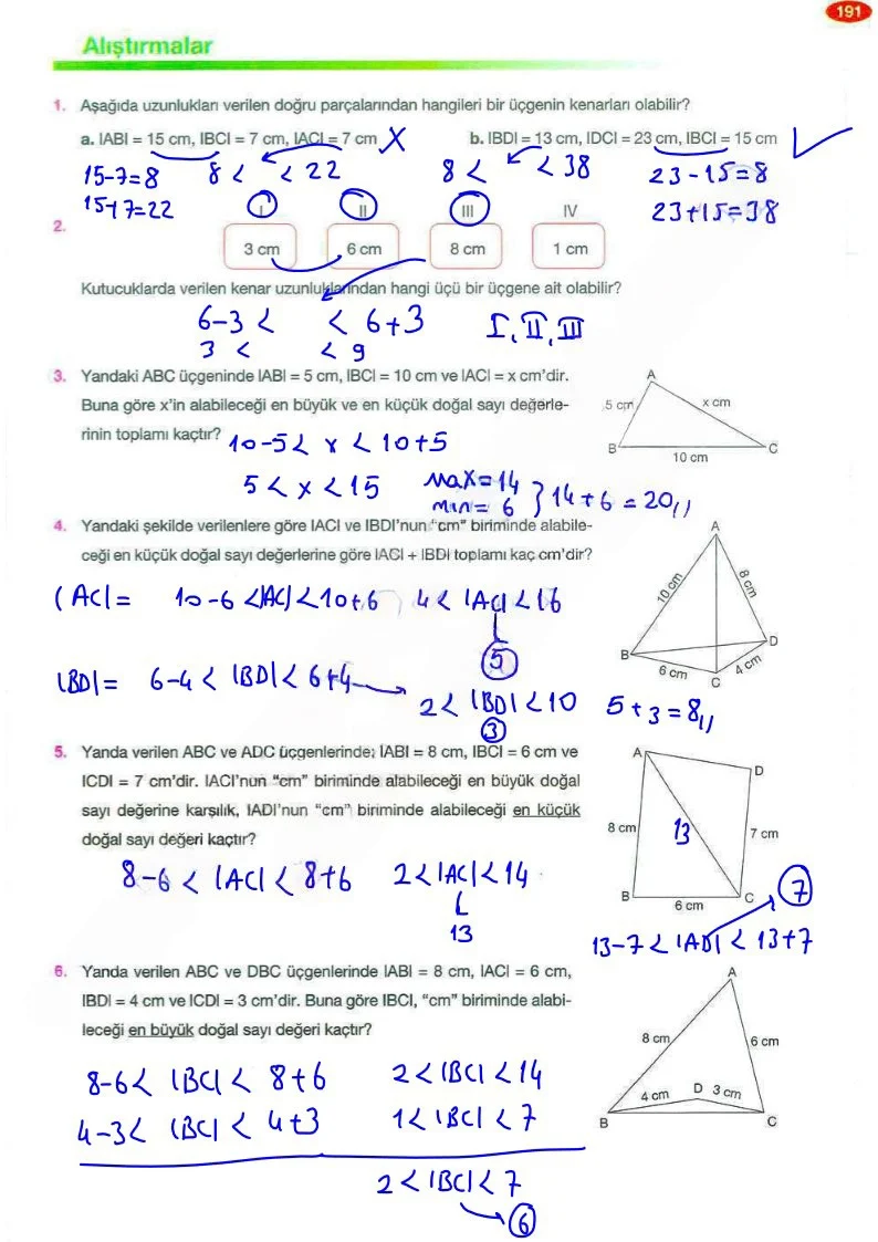 8. Sınıf Matematik Ders Kitabı Cevapları Berkay Yayınları Sayfa 191 Çözüm Görseli