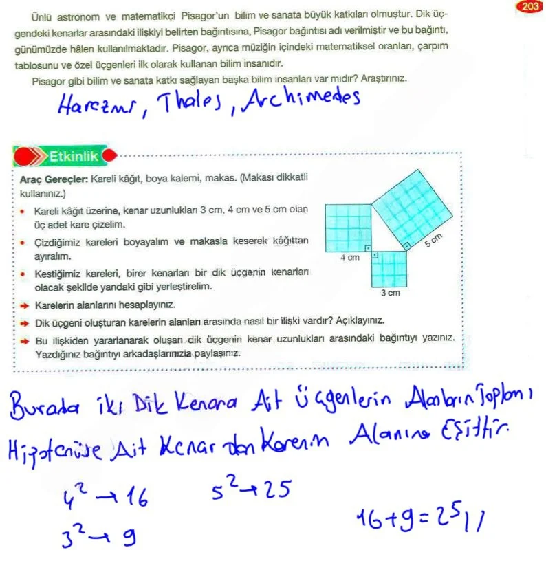 8. Sınıf Matematik Ders Kitabı Cevapları Berkay Yayınları Sayfa 203 Çözüm Görseli