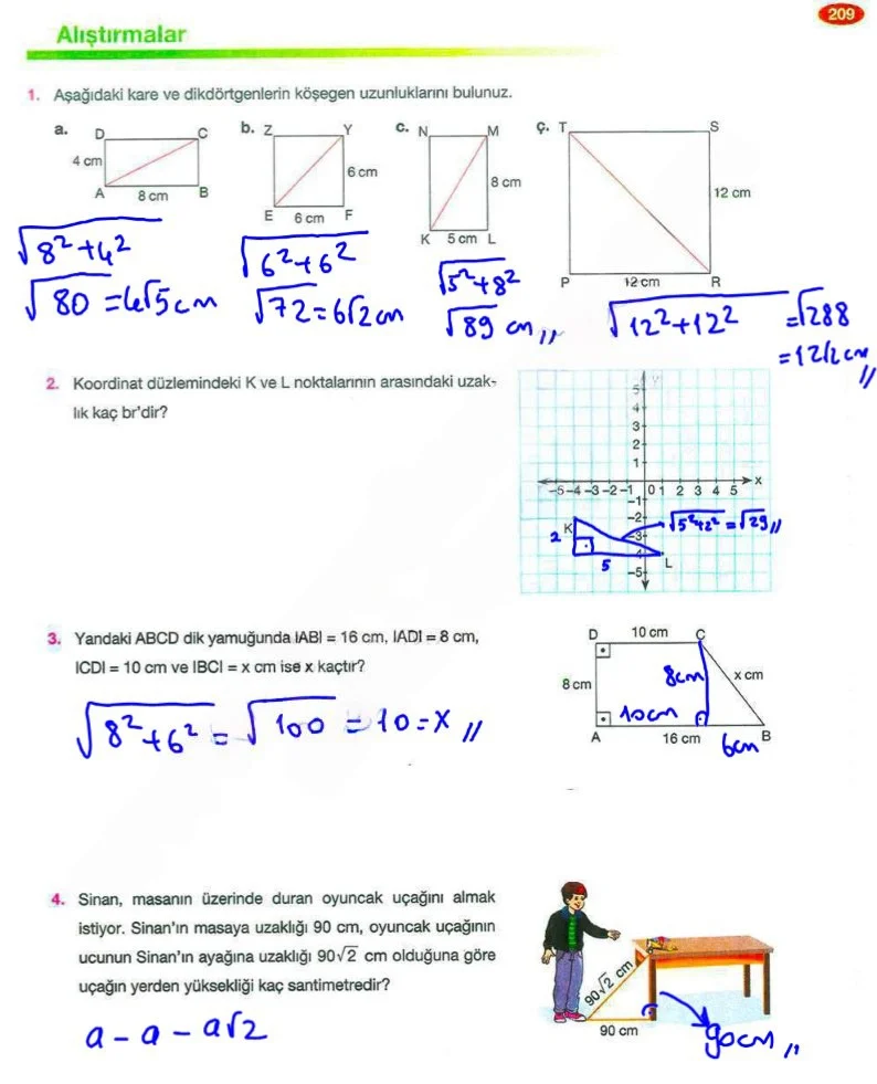 8. Sınıf Matematik Ders Kitabı Cevapları Berkay Yayınları Sayfa 209 Çözüm Görseli