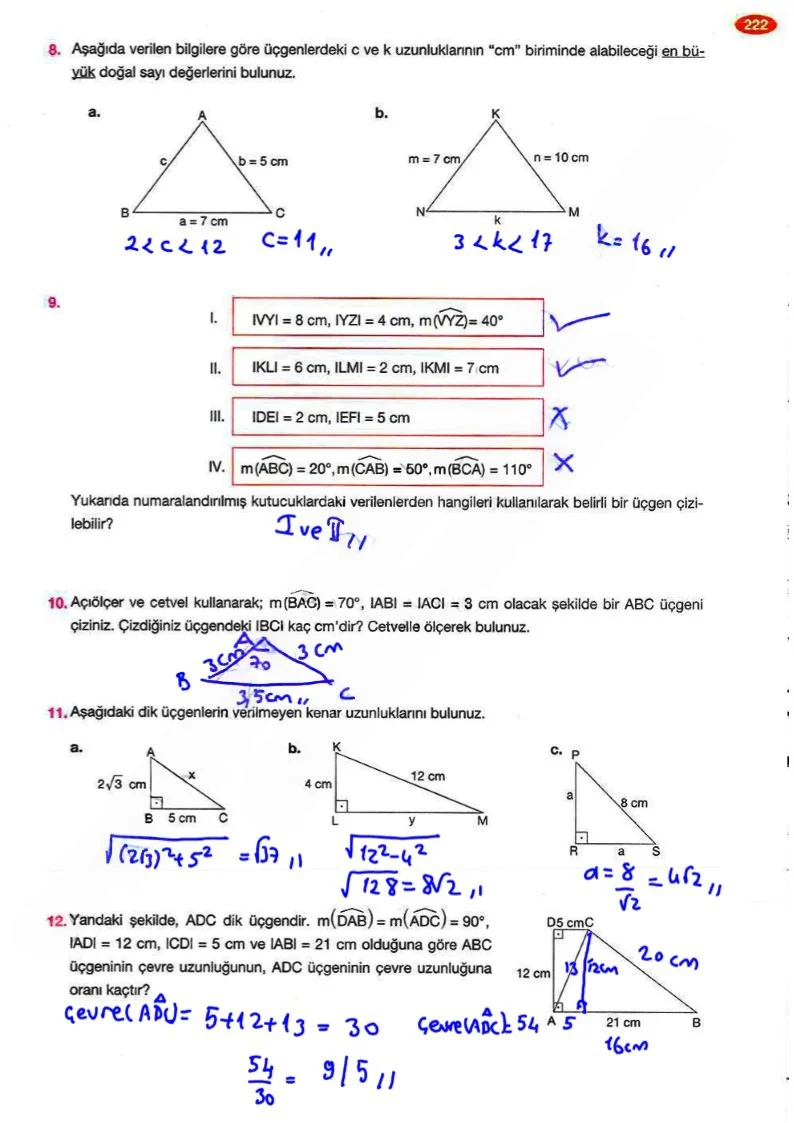 8. Sınıf Matematik Ders Kitabı Cevapları Berkay Yayınları Sayfa 222 Çözüm Görseli